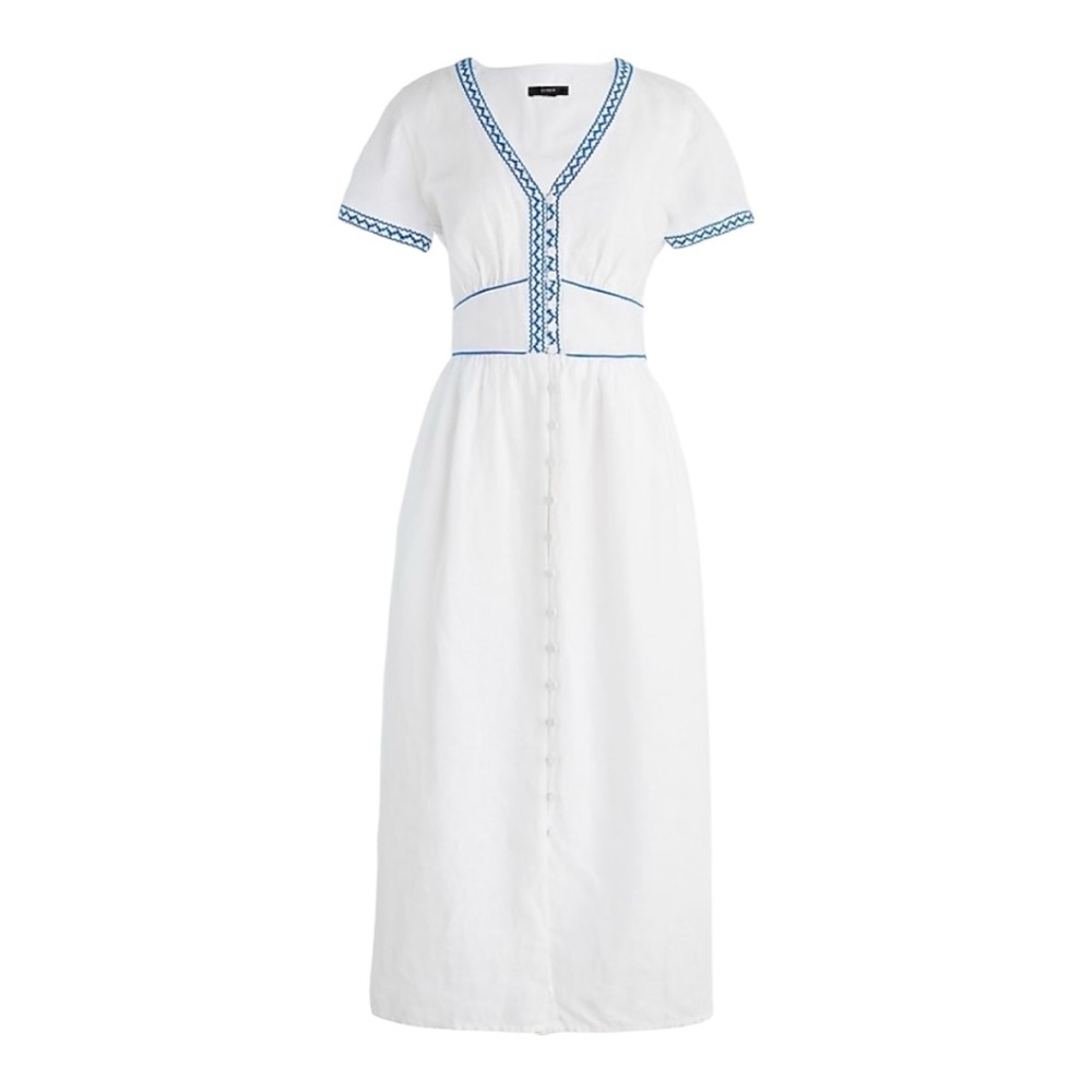 J. Crew embroidered White button through  Maxi Sundress